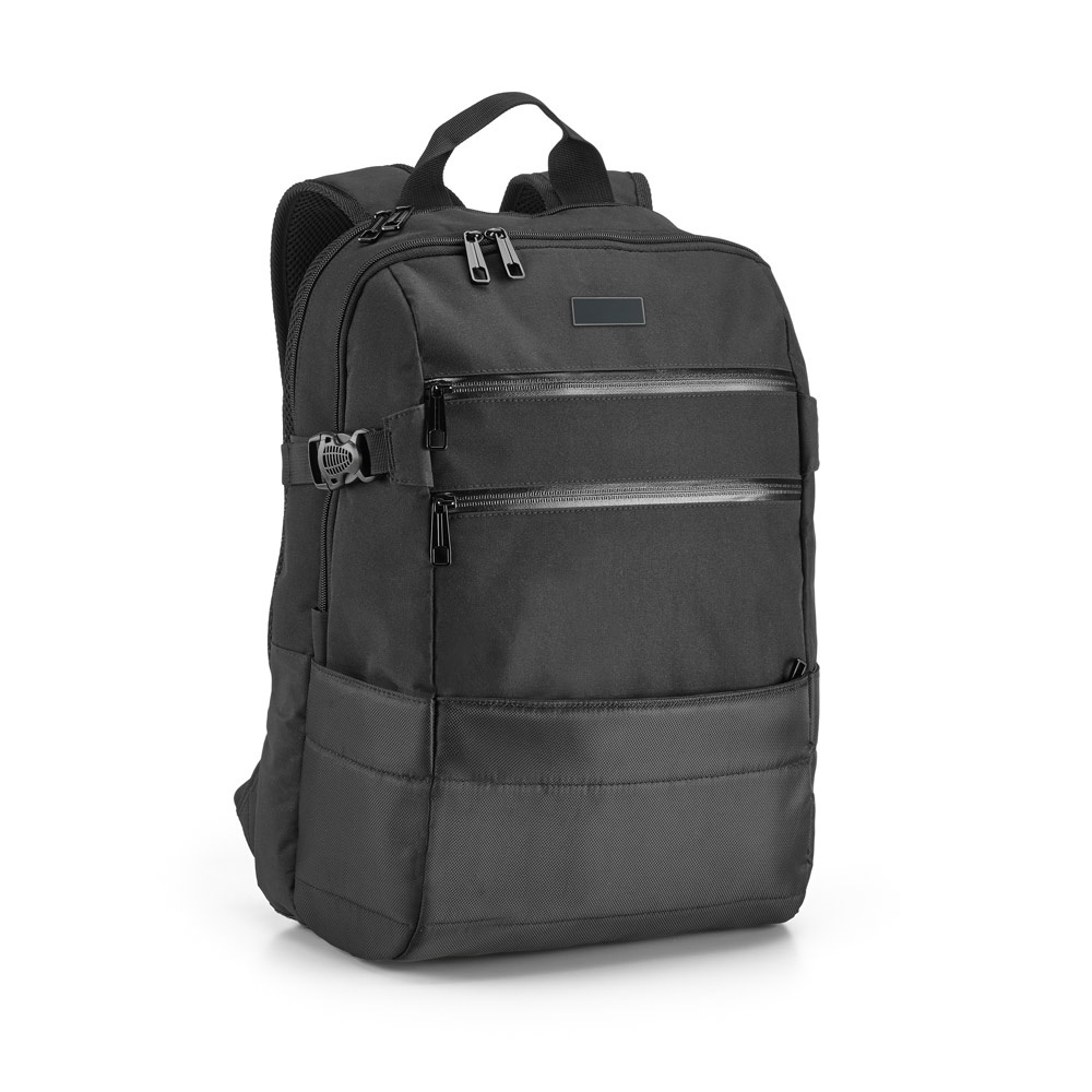 Mochila para notebook 15,6" 25 litros em 840D jacquard na cor Preto, personalizada com a logo da empresa
