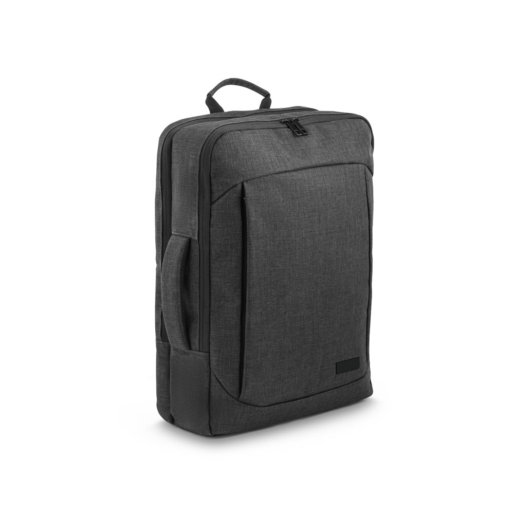 Mochila 2 em 1 em 600D para notebook (15,6" ) com placa para gravação (14 litros) na cor Cinza escuro, personalizada com a logo da empresa