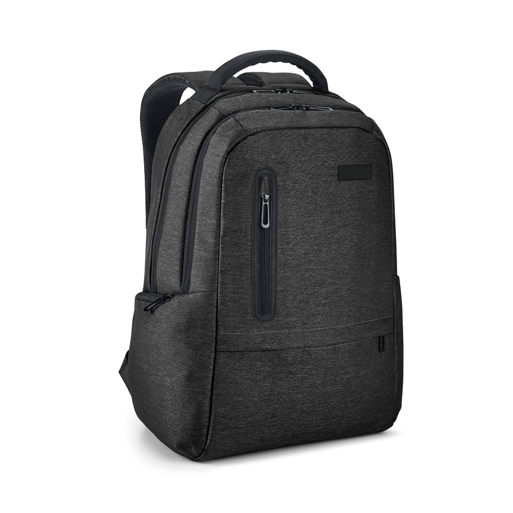 Mochila para notebook 17" 20 litros em nylon impermeável na cor Preto, personalizada com a logo da empresa