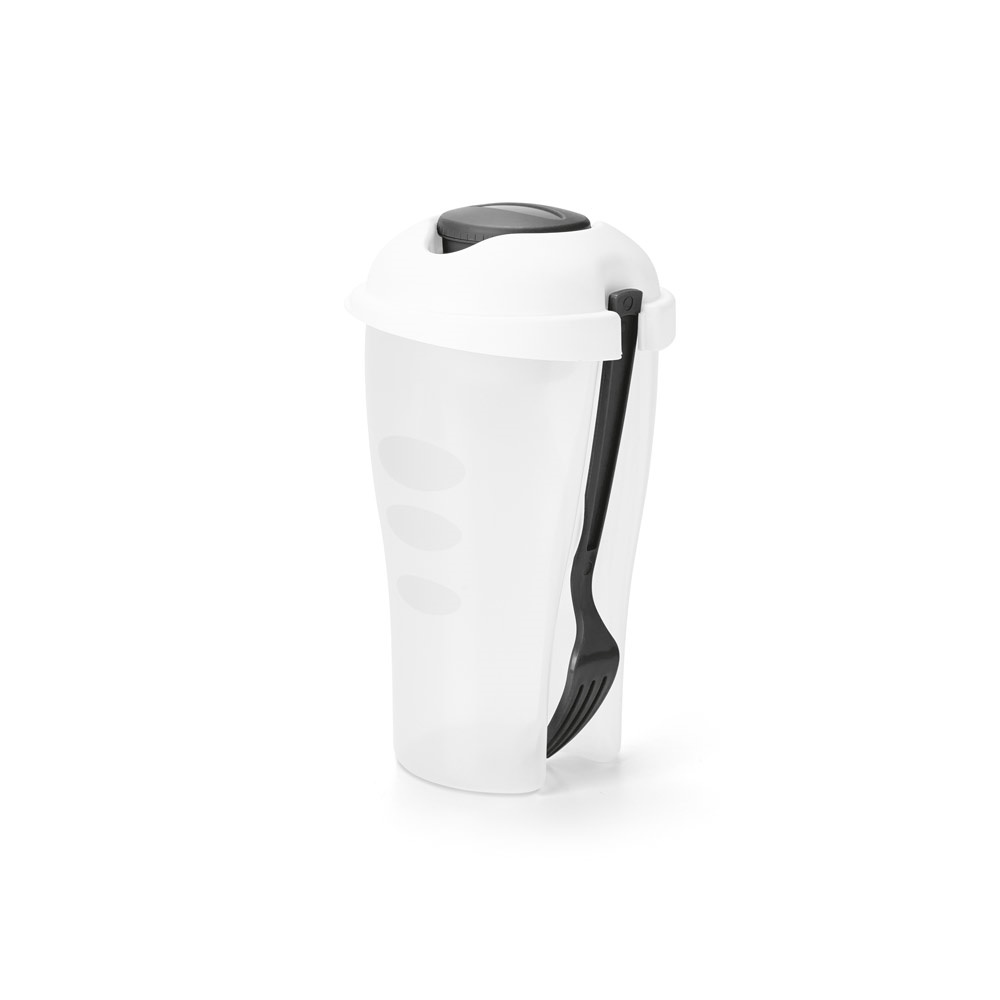Copo para salada em PP com garfo e molheira 850 ml, foto 4