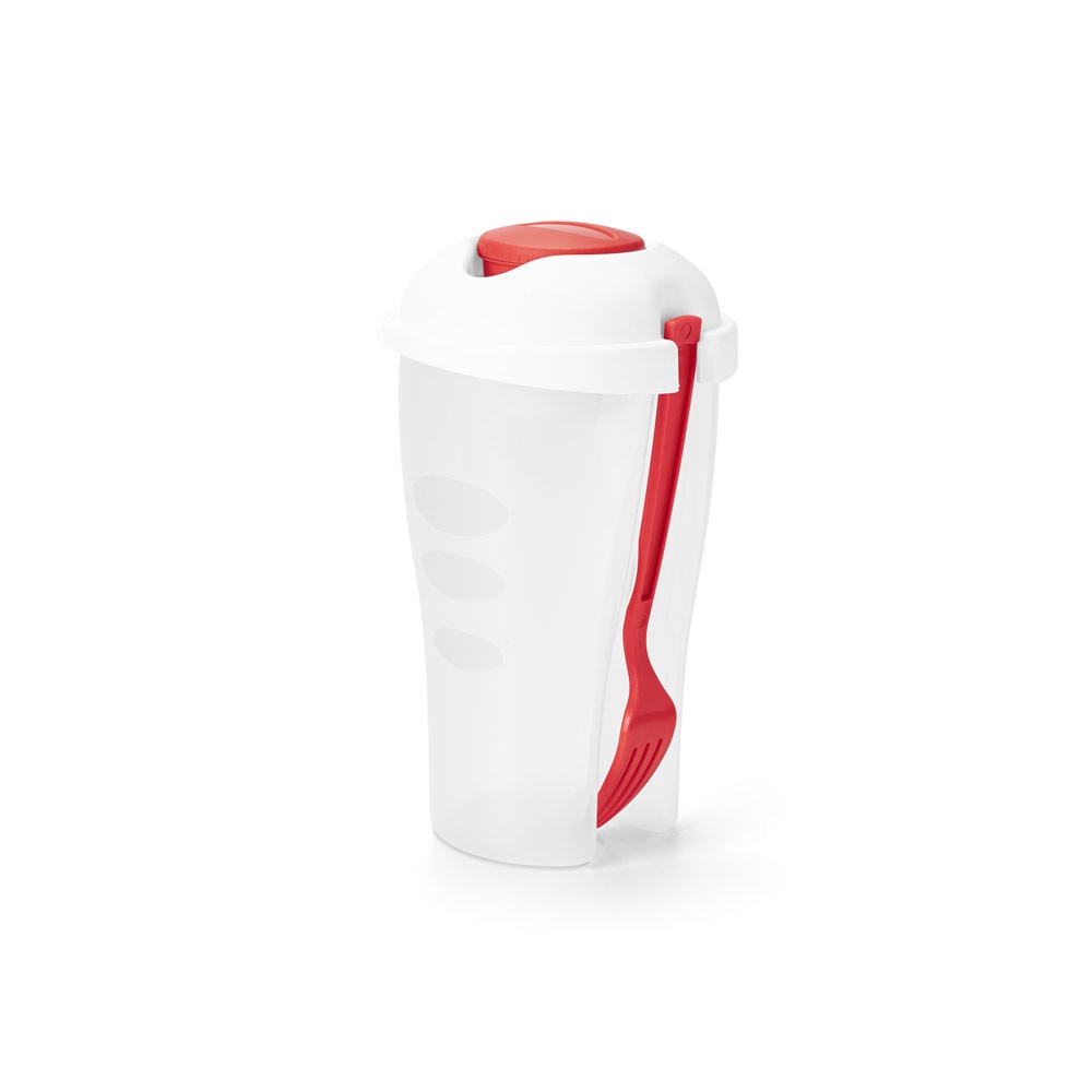 Copo para salada em PP com garfo e molheira 850 ml, foto 5
