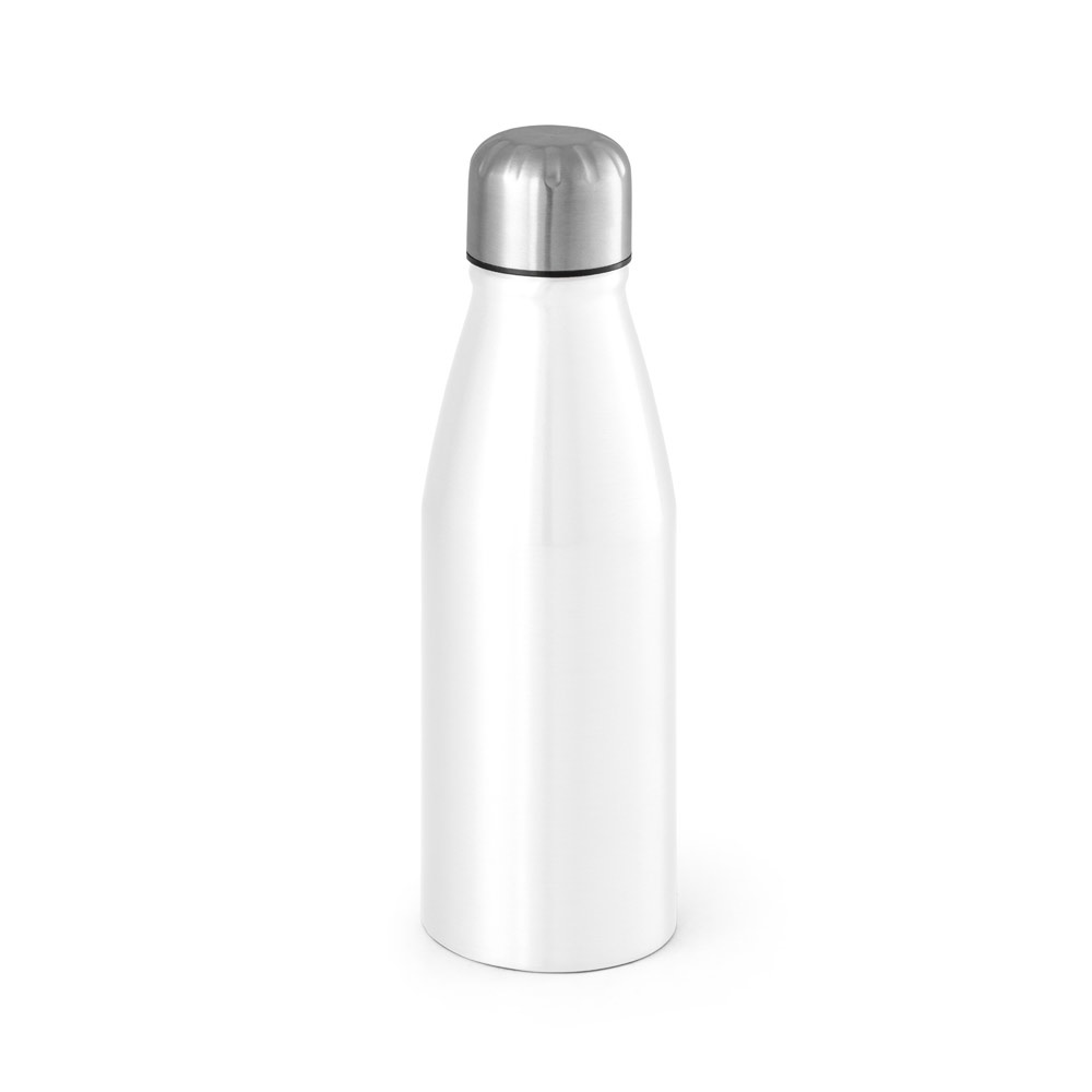 Squeeze para sublimação em alumínio com tampa em aço inox (500 ml) na cor Branco, personalizado com a logo da empresa