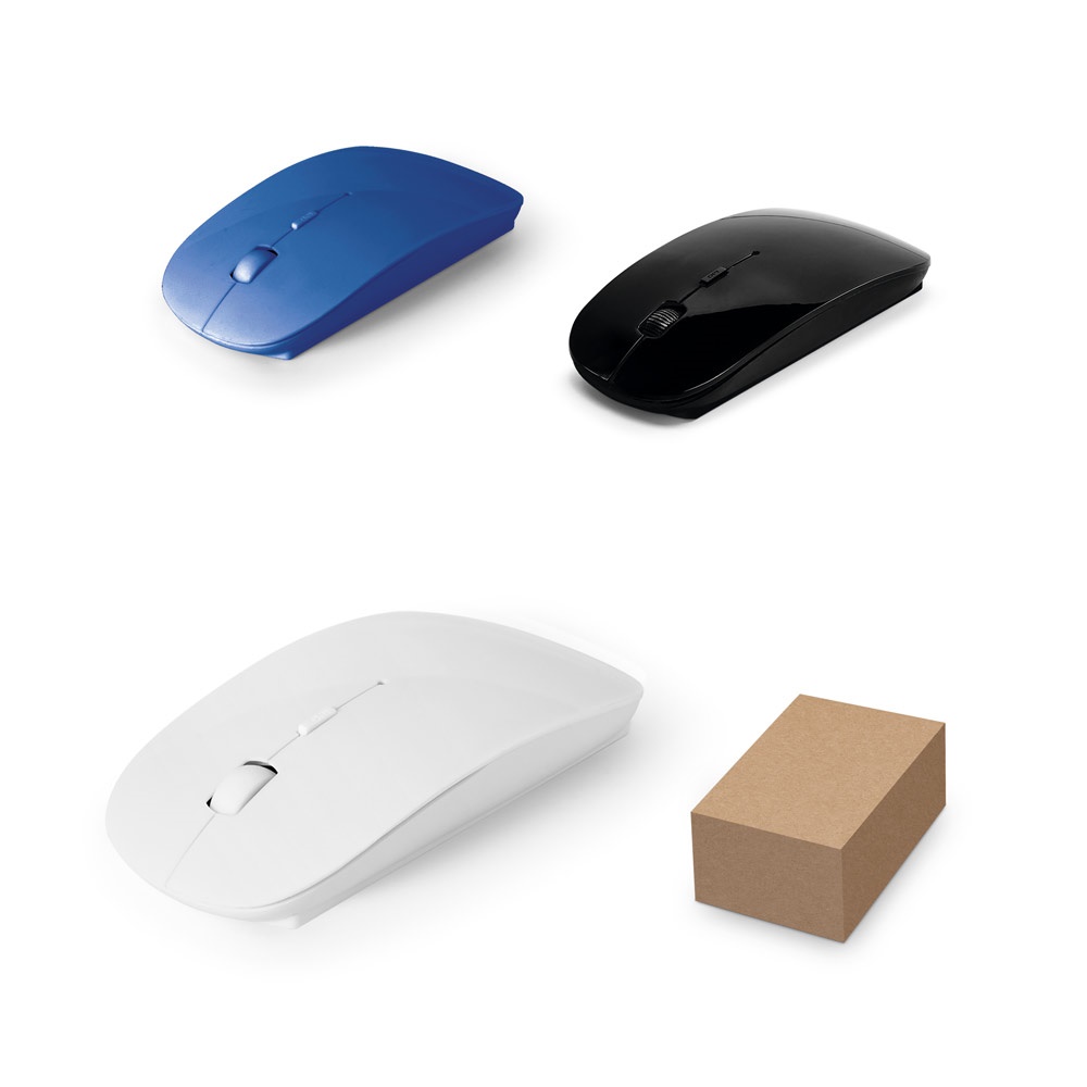 Mouse wireless 2,4G em ABS 100% reciclado personalizado com a logo da empresa