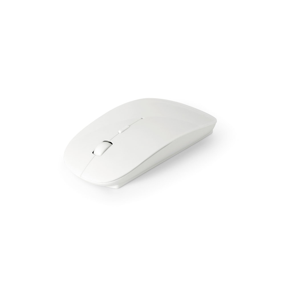 Mouse wireless 2,4G em ABS 100% reciclado na cor Branco, personalizado com a logo da empresa