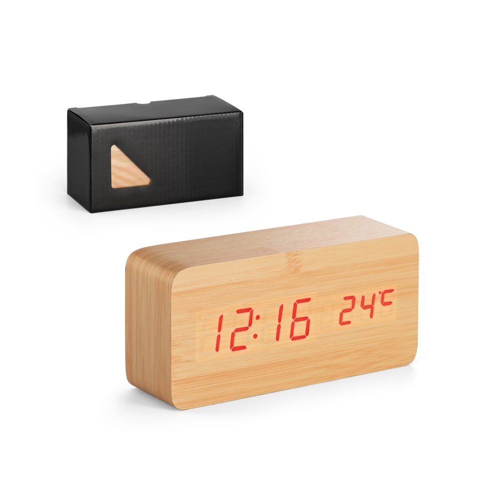 Relógio de mesa em MDF personalizado com a logo da empresa
