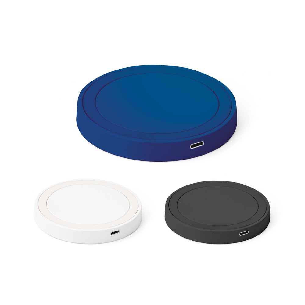Carregador por indução super-rápido em ABS e silicone (15 W) personalizado com a logo da empresa