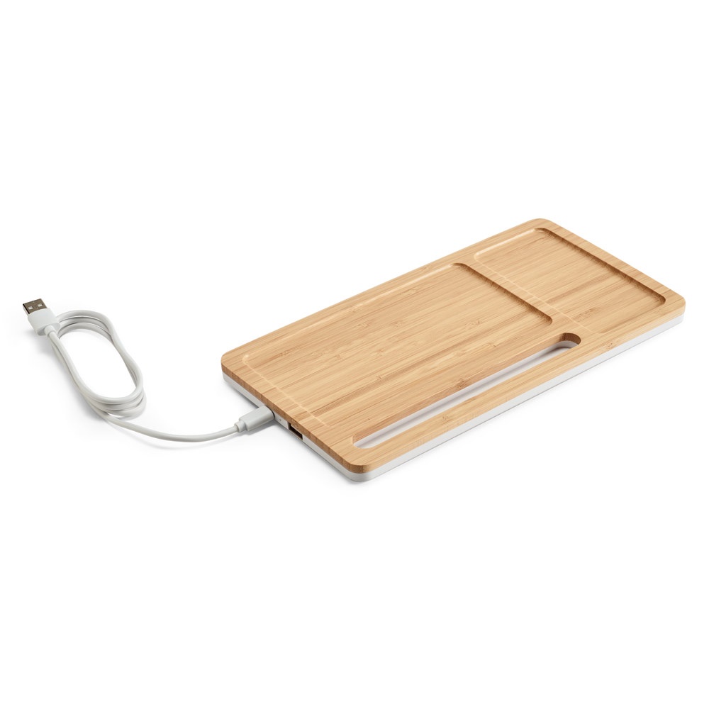 Organizador de secretária (mesa) em bambu e ABS com carregador por indução super-rápido (15 W), foto 3