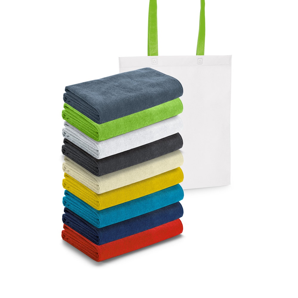 Toalha de praia em microfibra (250 g/m²) personalizada com a logo da empresa