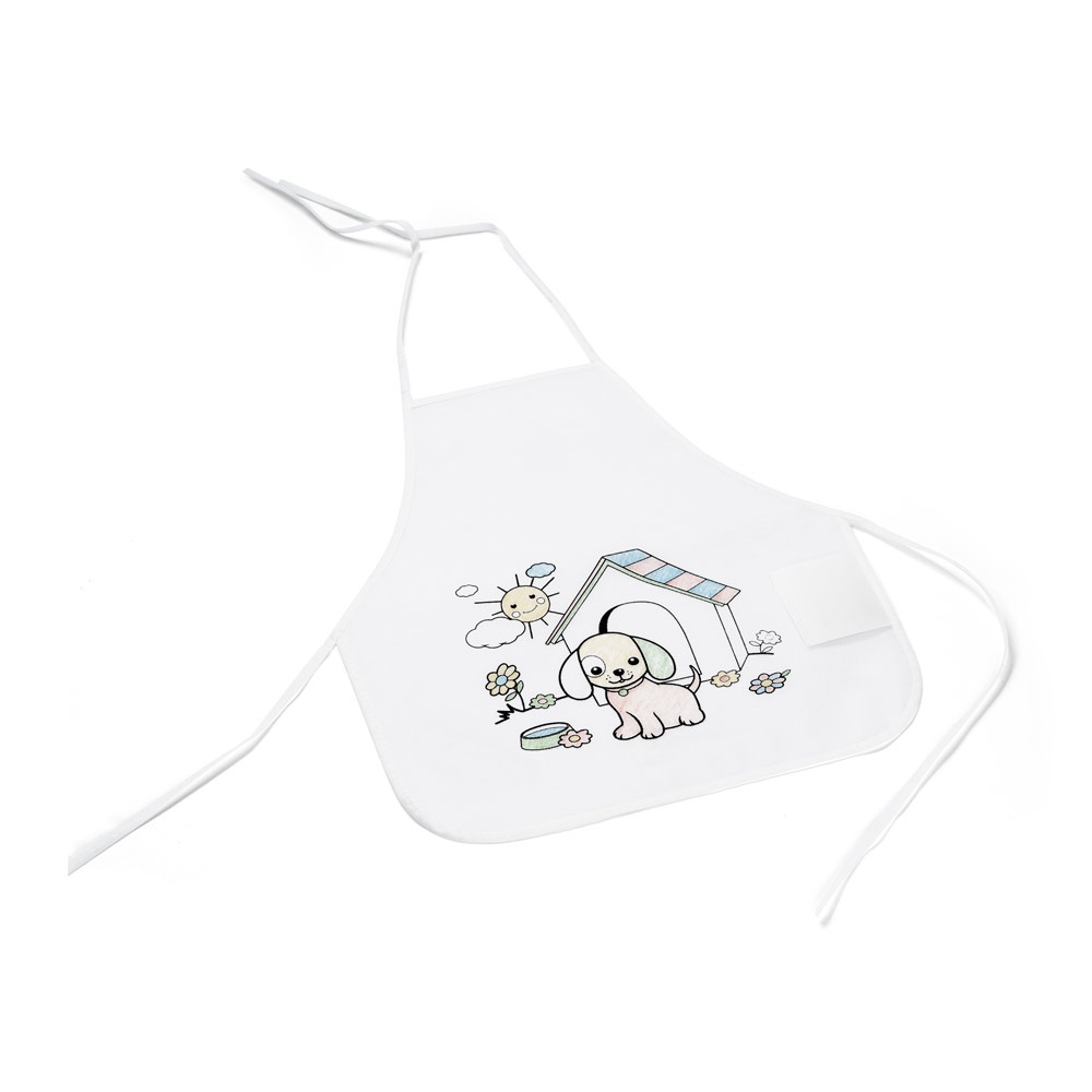 Avental de criança para colorir em non-woven (80 g/m²) na cor Branco, personalizado com a logo da empresa