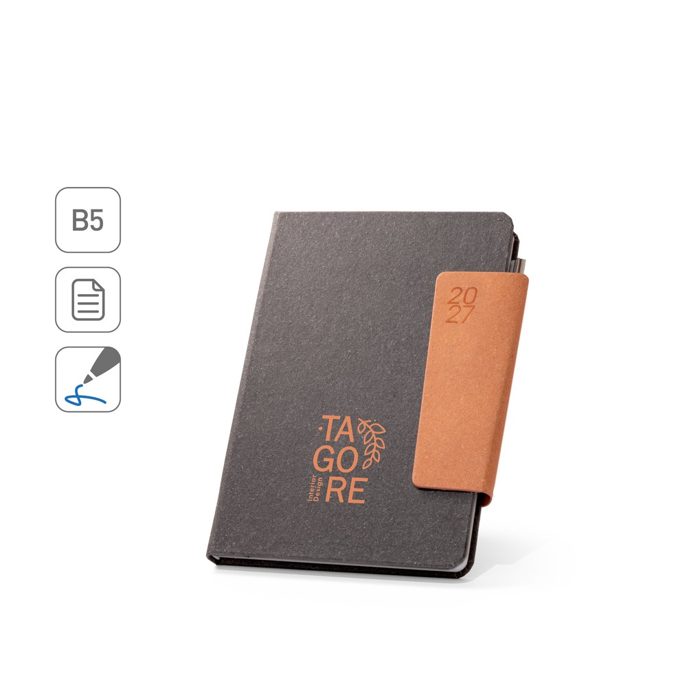 Agenda B5 em pele reciclada com porta-caneta, foto 1