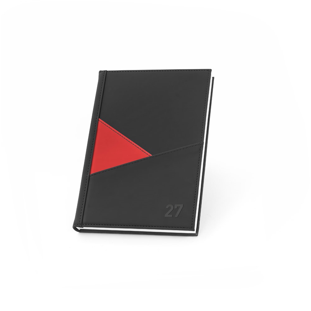 Agenda A5 em PU personalizada com a logo da empresa, na cor vermelho
