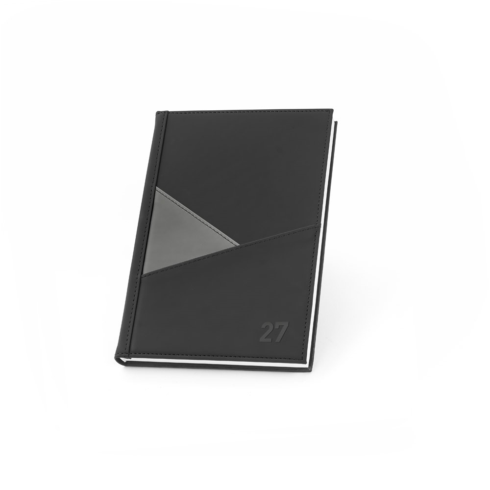 Agenda A5 em PU na cor Cinza, personalizada com a logo da empresa