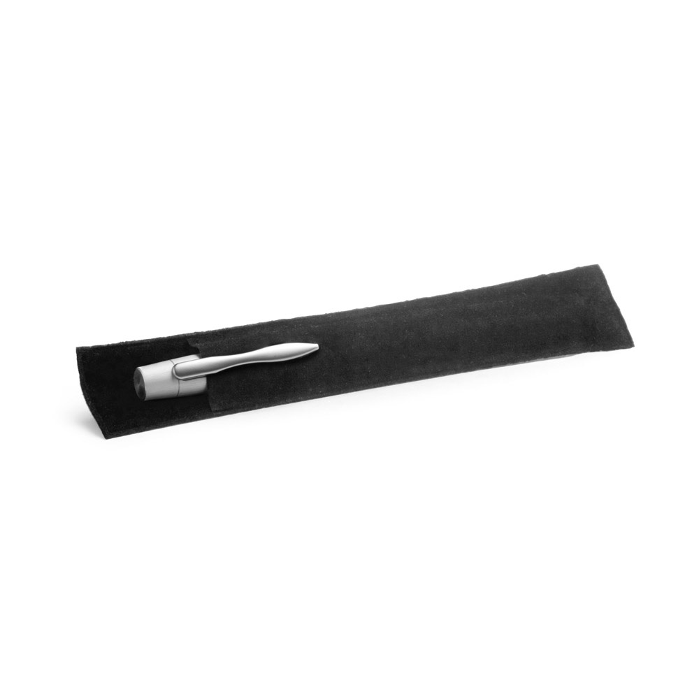 Embalagem para 1 caneta esferográfica na cor Preto, personalizada com a logo da empresa