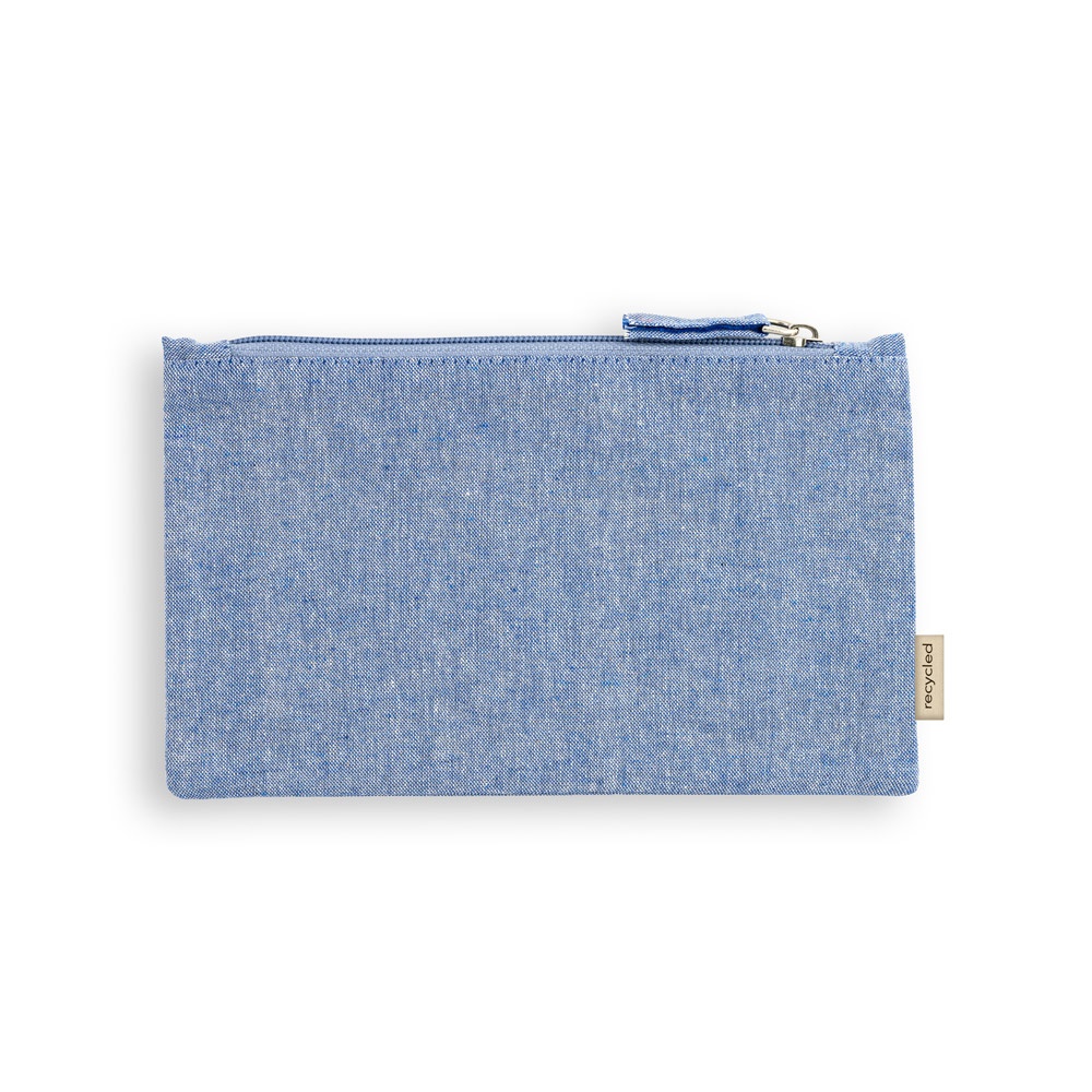 Bolsa multiúso em algodão reciclado 140 g/m² (22,5 x 12 cm) personalizada com a logo da empresa, na cor azul