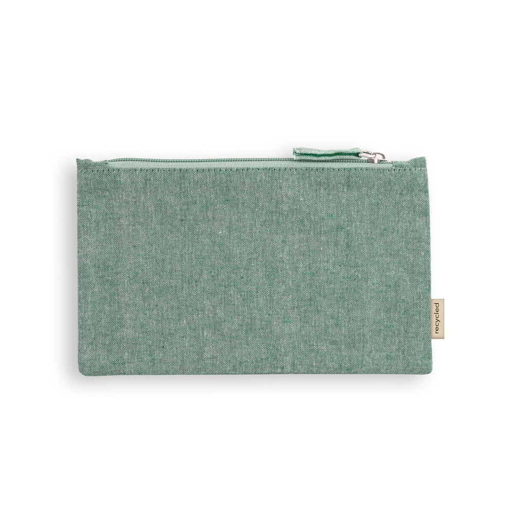 Bolsa multiúso em algodão reciclado 140 g/m² (22,5 x 12 cm) personalizada com a logo da empresa, na cor verde escuro