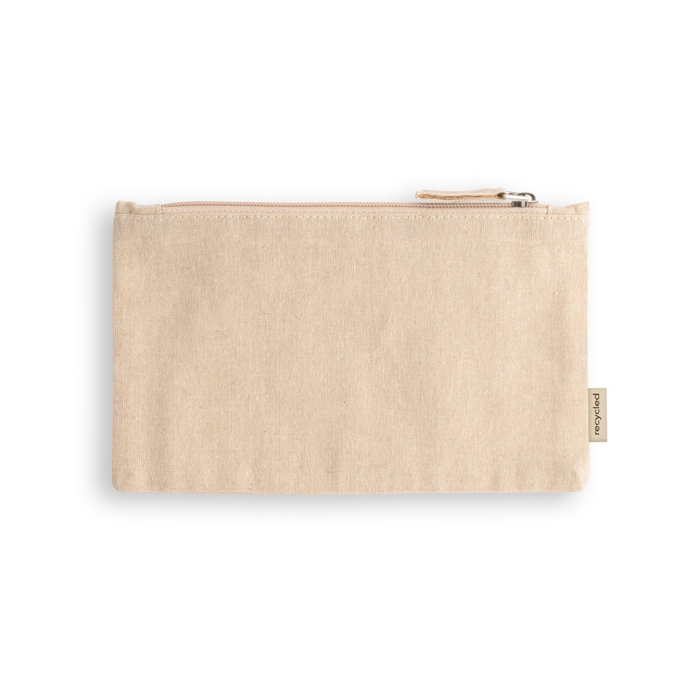 Bolsa multiúso em algodão reciclado 140 g/m² (22,5 x 12 cm) personalizada com a logo da empresa, na cor natural