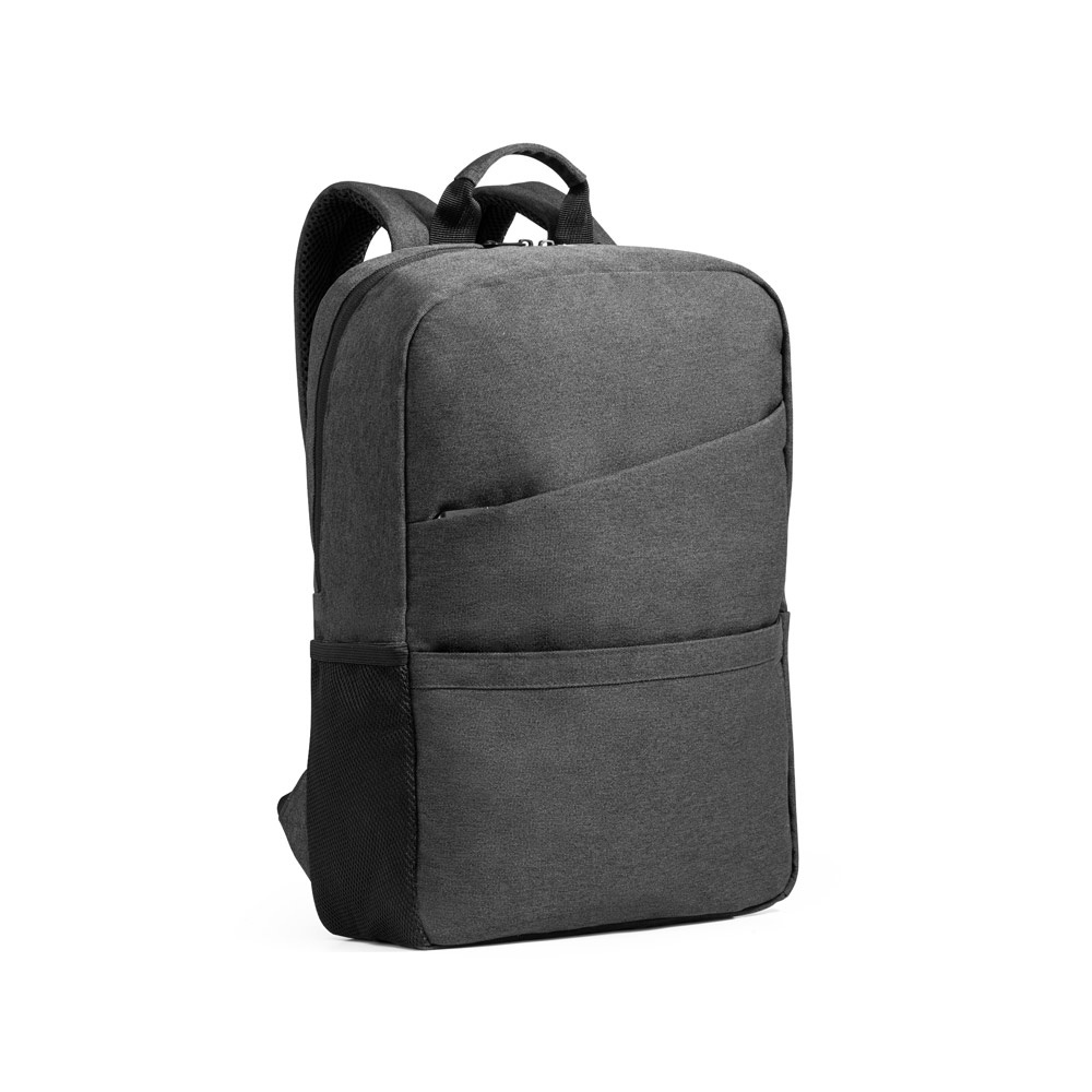 Mochila para notebook 15,6" 12 litros em RPET 600D na cor Cinza, personalizada com a logo da empresa