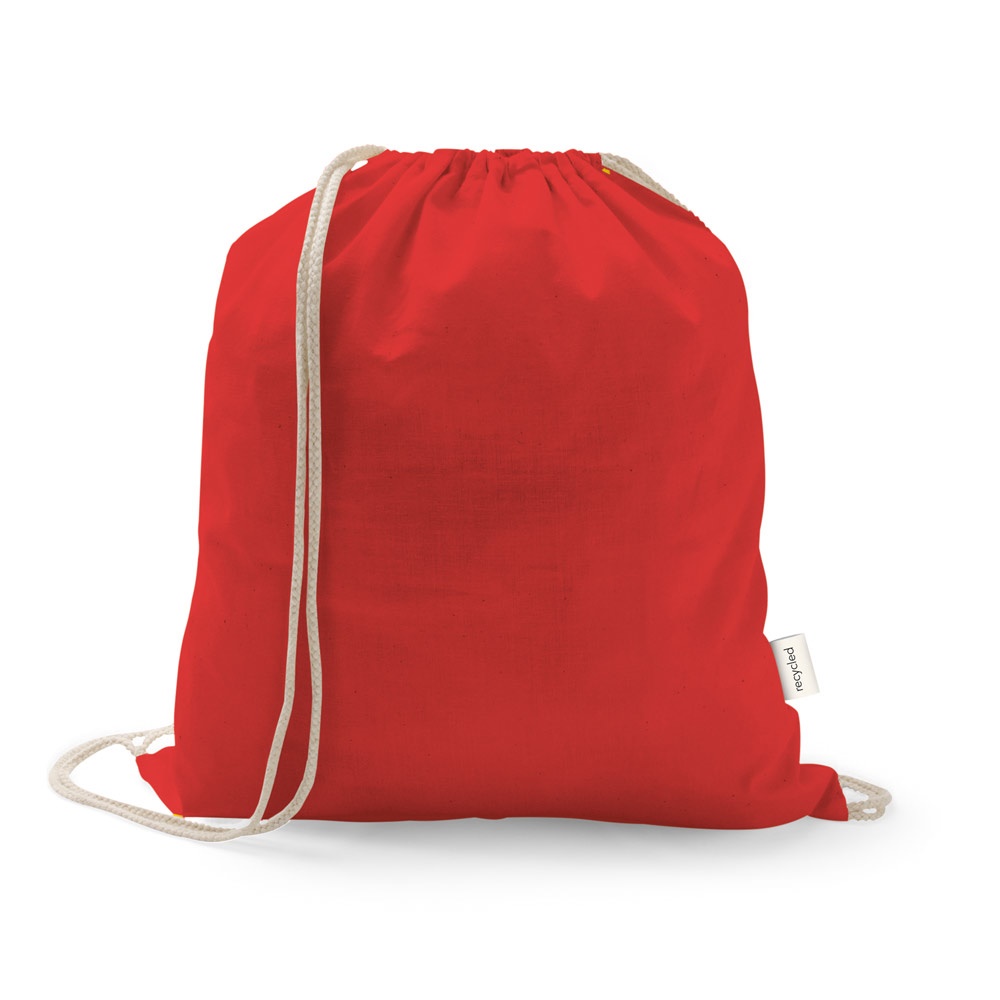 Sacola tipo mochila em algodão reciclado 150 g/m² sem tingimento