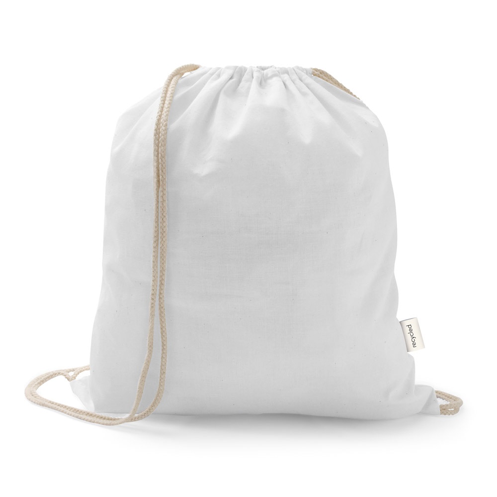 Sacola tipo mochila em algodão reciclado 150 g/m² sem tingimento