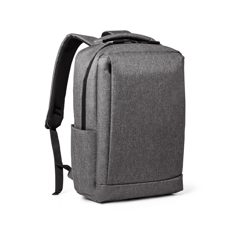 Mochila para notebook 15,6" 14 litros em 300D com 2 divisórias personalizada com a logo da empresa, na cor cinza