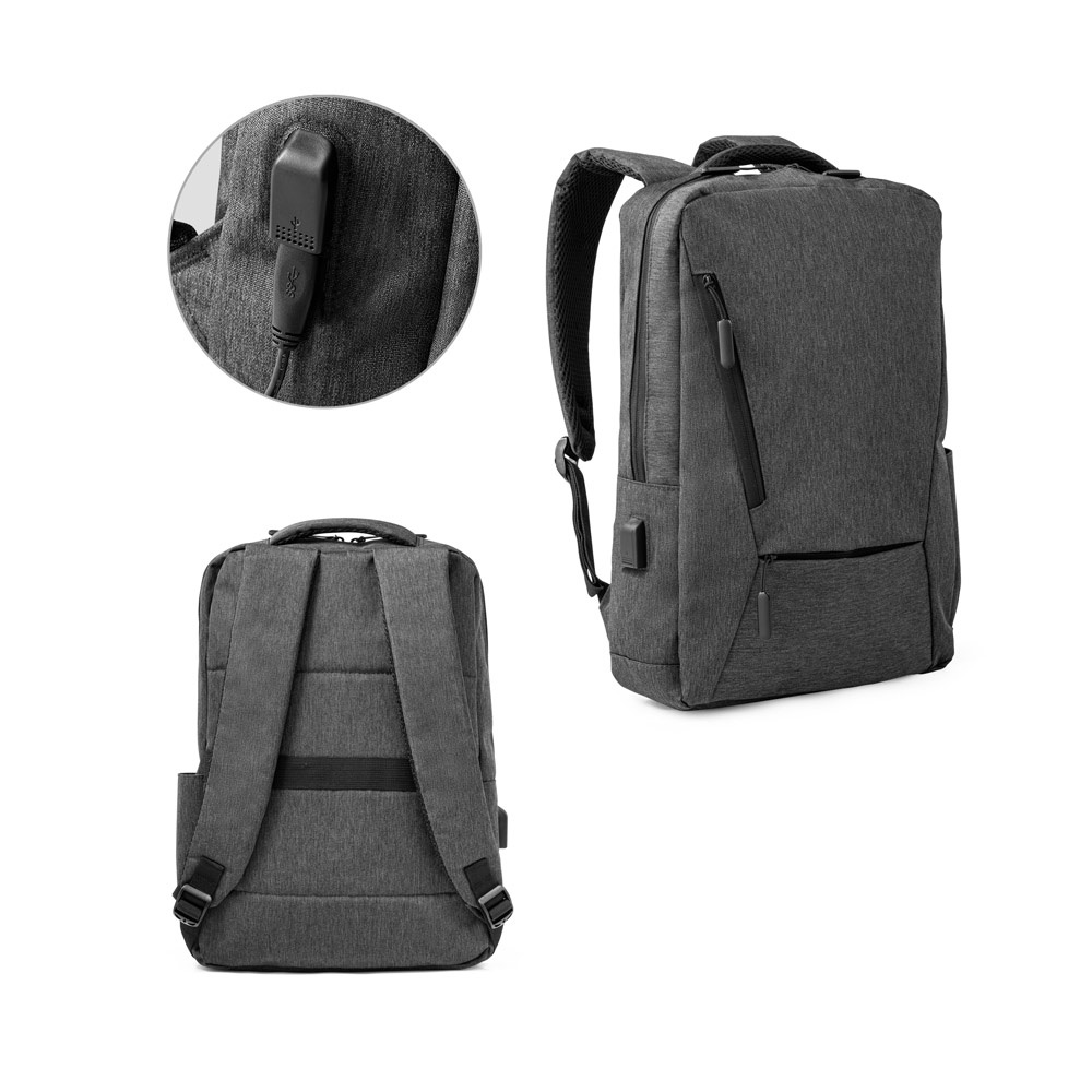 Mochila para notebook 15,6" em 900D com saída USB e divisórias personalizada com a logo da empresa