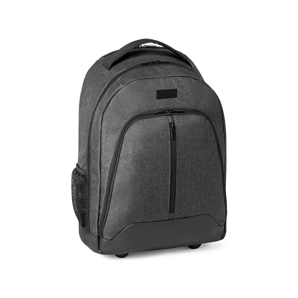 Mochila trolley 21 litros para notebook 15,6" em 600D impermeável na cor Cinza escuro, personalizada com a logo da empresa