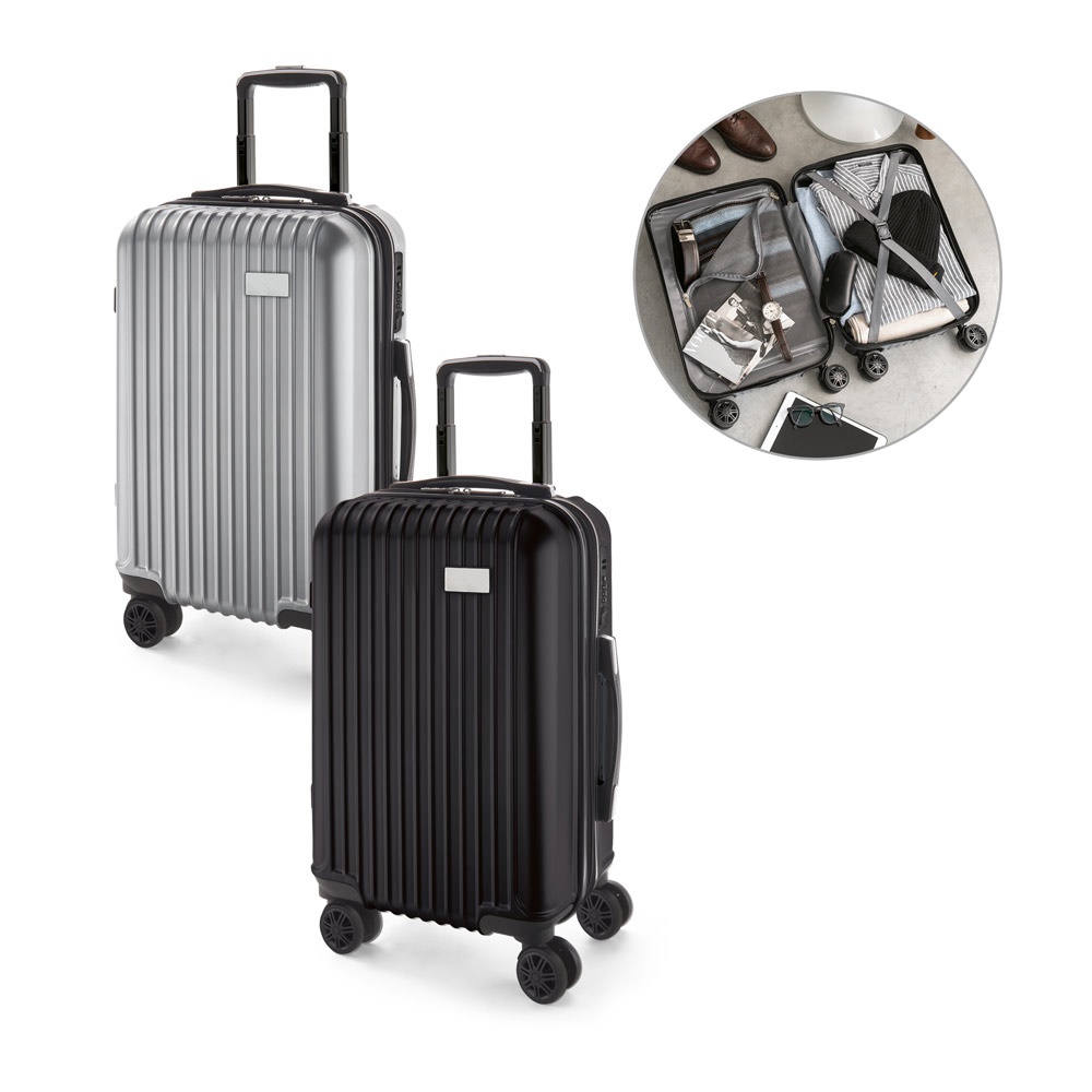 Mala de viagem executivo em ABS e PET com interior forrado (33 litros) personalizada com a logo da empresa