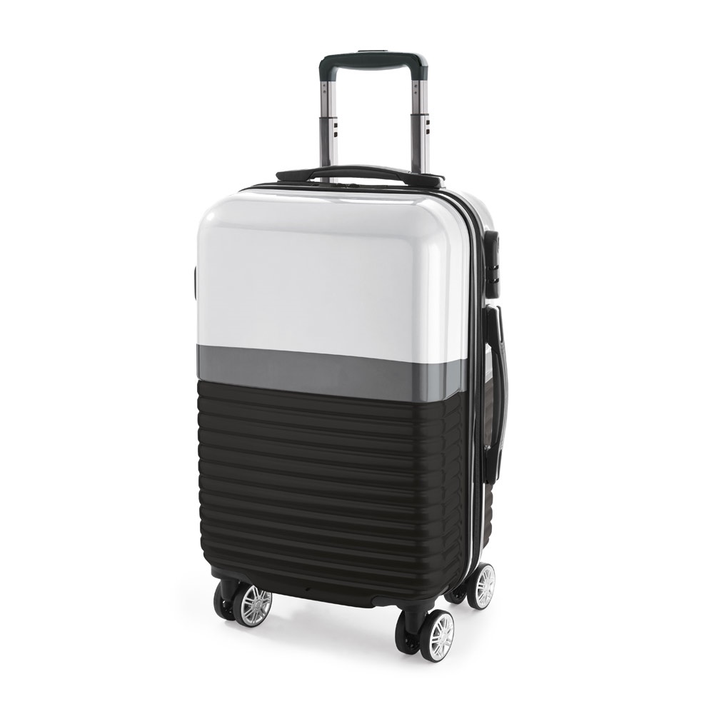 Mala de viagem executivo em ABS e PC com interior forrado (33 litros) na cor Preto, personalizada com a logo da empresa