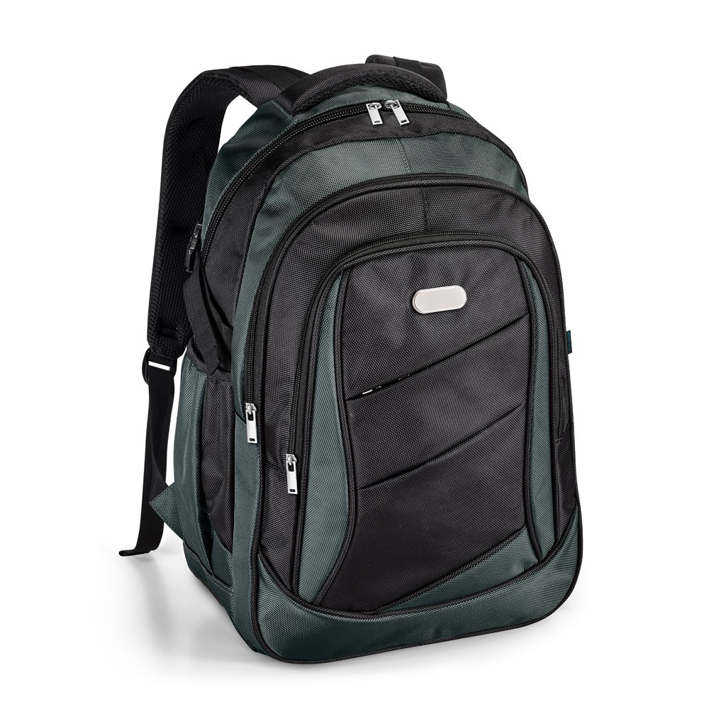 Mochila para notebook 15,6" 26 litros em 1680D e 300D na cor Cinza, personalizada com a logo da empresa