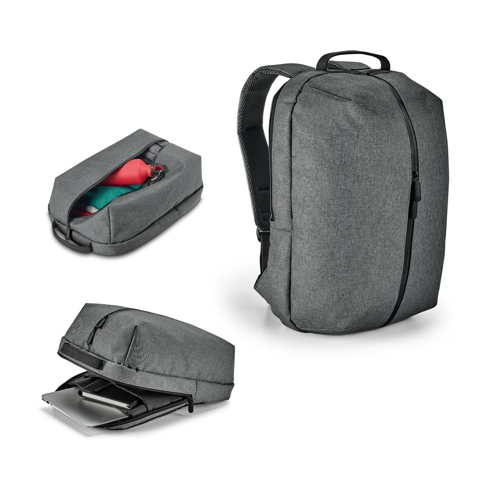 Mochila para notebook 15,6" em 600D com 2 compartimentos forrados personalizada com a logo da empresa