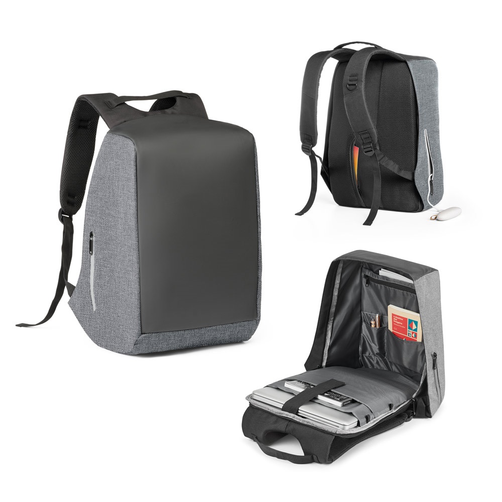 Mochila antirroubo 25 litros para notebook 15,6" em 900D e tarpaulin personalizada com a logo da empresa