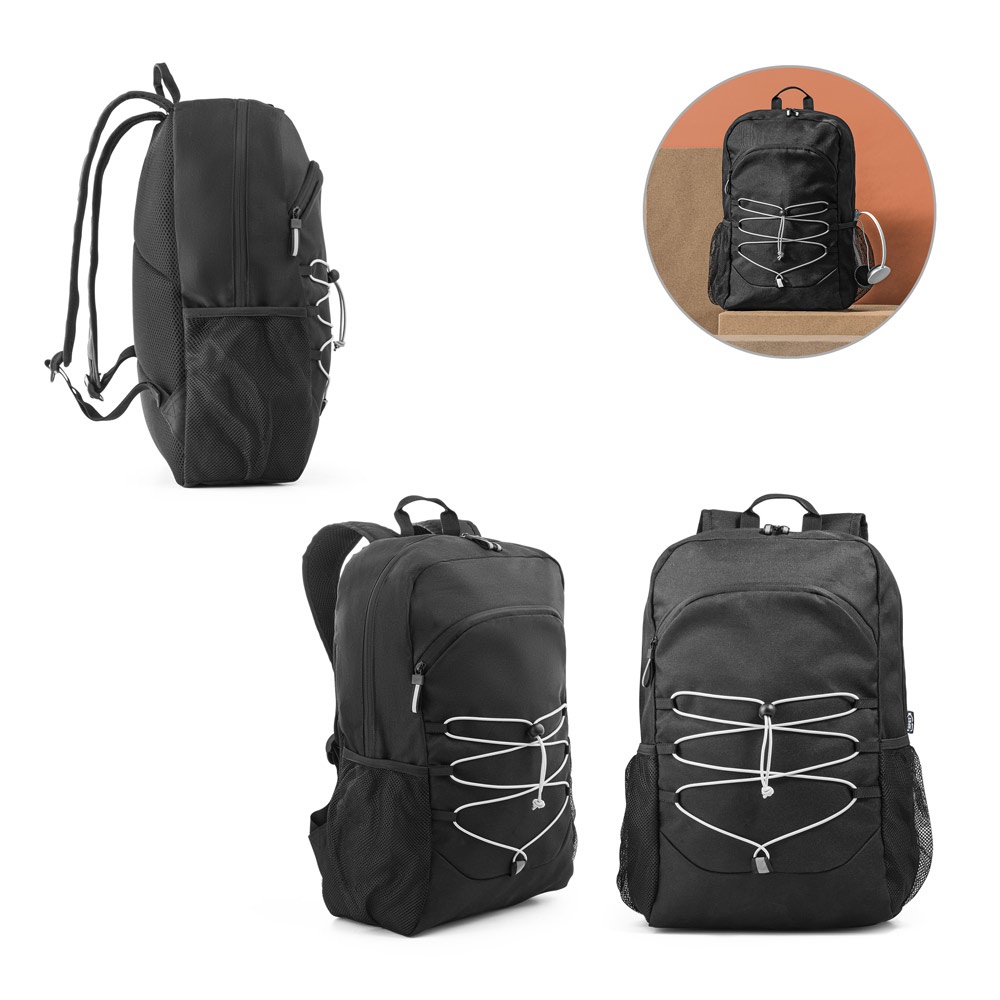 Mochila para notebook 15,6" 18 litros em RPET com elementos refletores personalizada com a logo da empresa