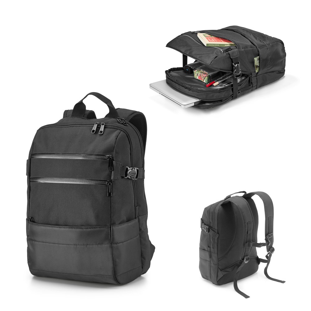 Mochila para notebook 15,6" 25 litros em 840D jacquard e 300D personalizada com a logo da empresa