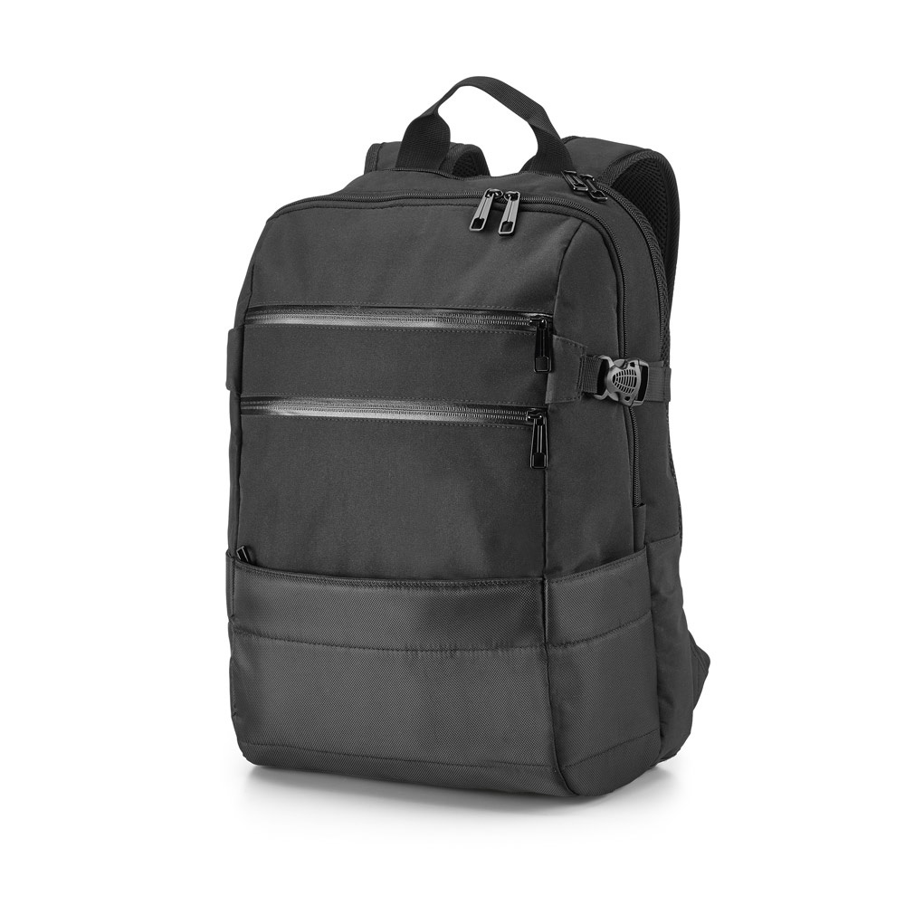 Mochila para notebook 15,6" 25 litros em 840D jacquard e 300D na cor Preto, personalizada com a logo da empresa