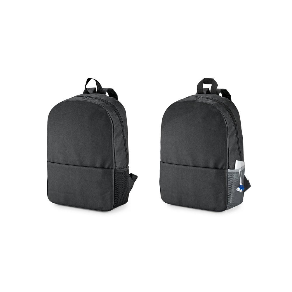 Mochila para notebook 15,6" 16 litros em 600D com bolso lateral personalizada com a logo da empresa