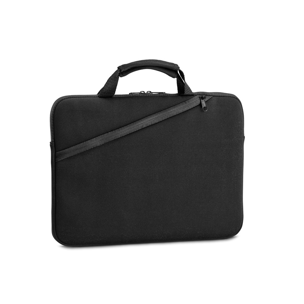 Pasta para notebook (14") em soft shell de alta densidade na cor Preto, personalizada com a logo da empresa