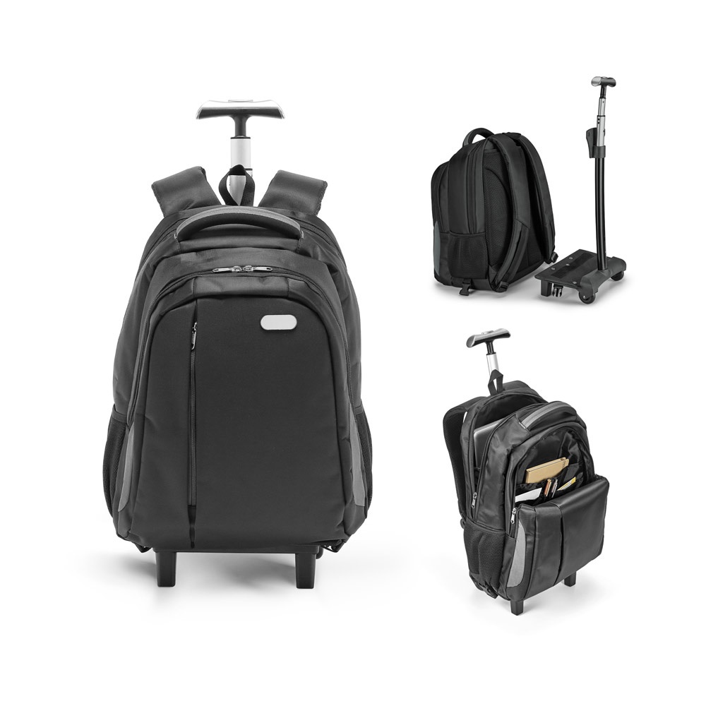Mochila trolley 30 litros para notebook 17" em nylon impermeável personalizada com a logo da empresa
