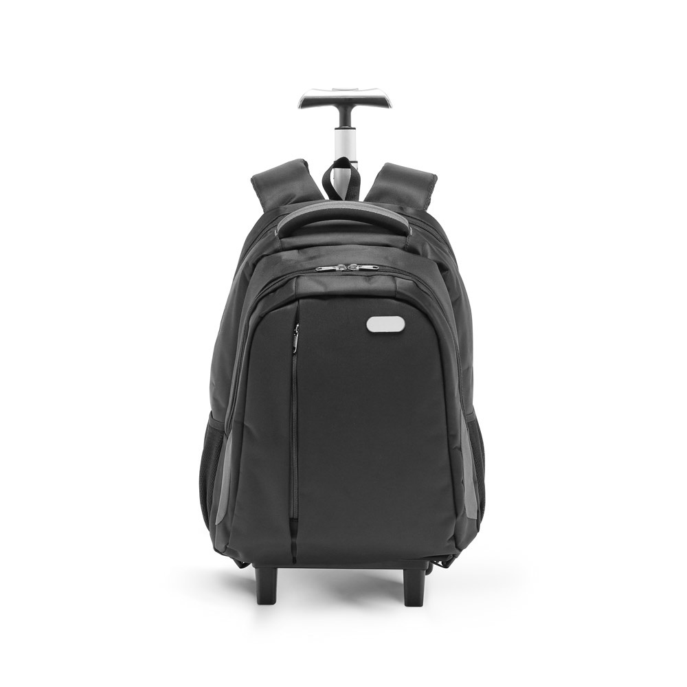 Mochila trolley 30 litros para notebook 17" em nylon impermeável na cor Cinza, personalizada com a logo da empresa