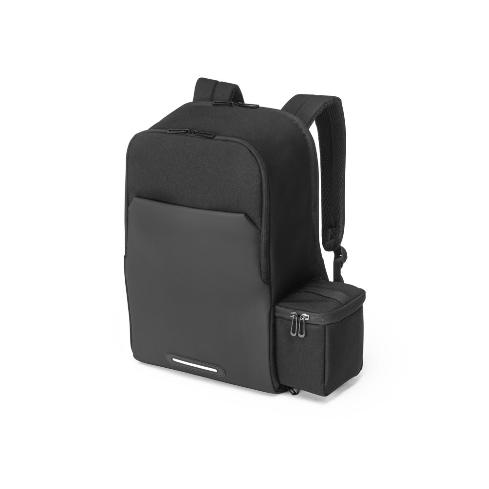 Mochila 20 litros 2 em 1 com bolsa térmica de 4,5 litros removível na cor Preto, personalizada com a logo da empresa