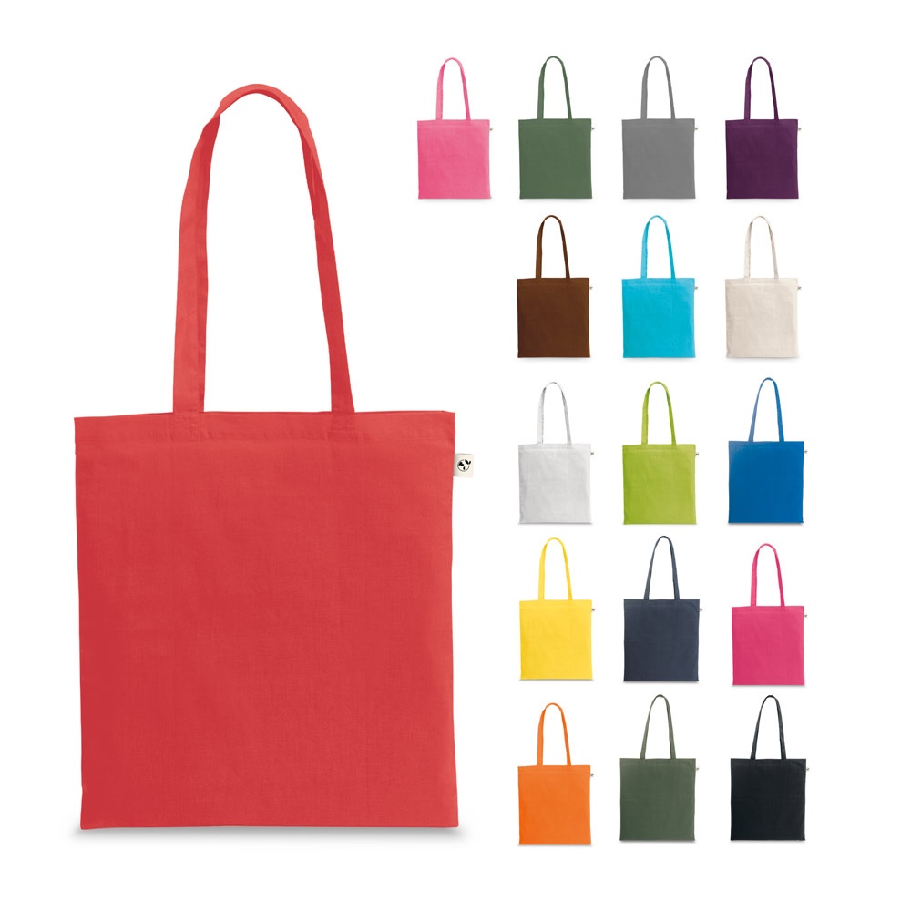 Sacola em algodão reciclado 150 g/m² sem tingimento personalizada com a logo da empresa