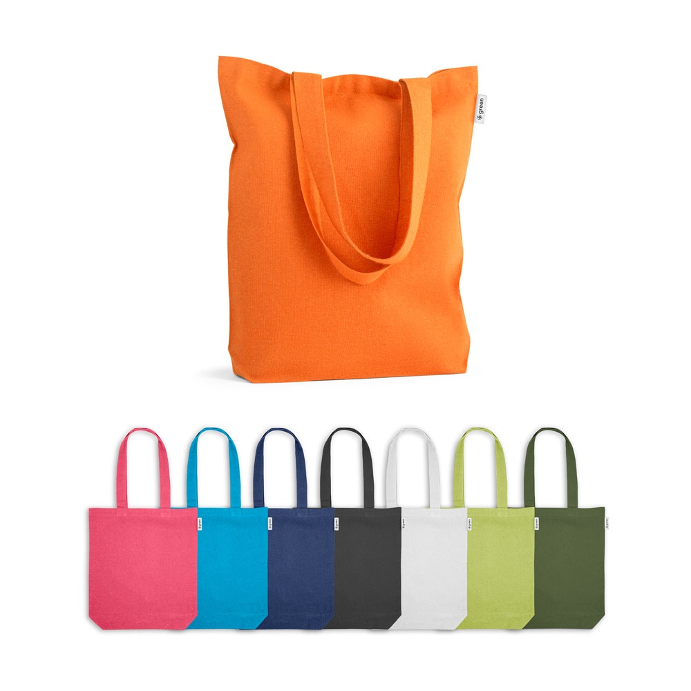 Sacola de algodão com fibras recicladas 220 g/m² colorida personalizada com a logo da empresa