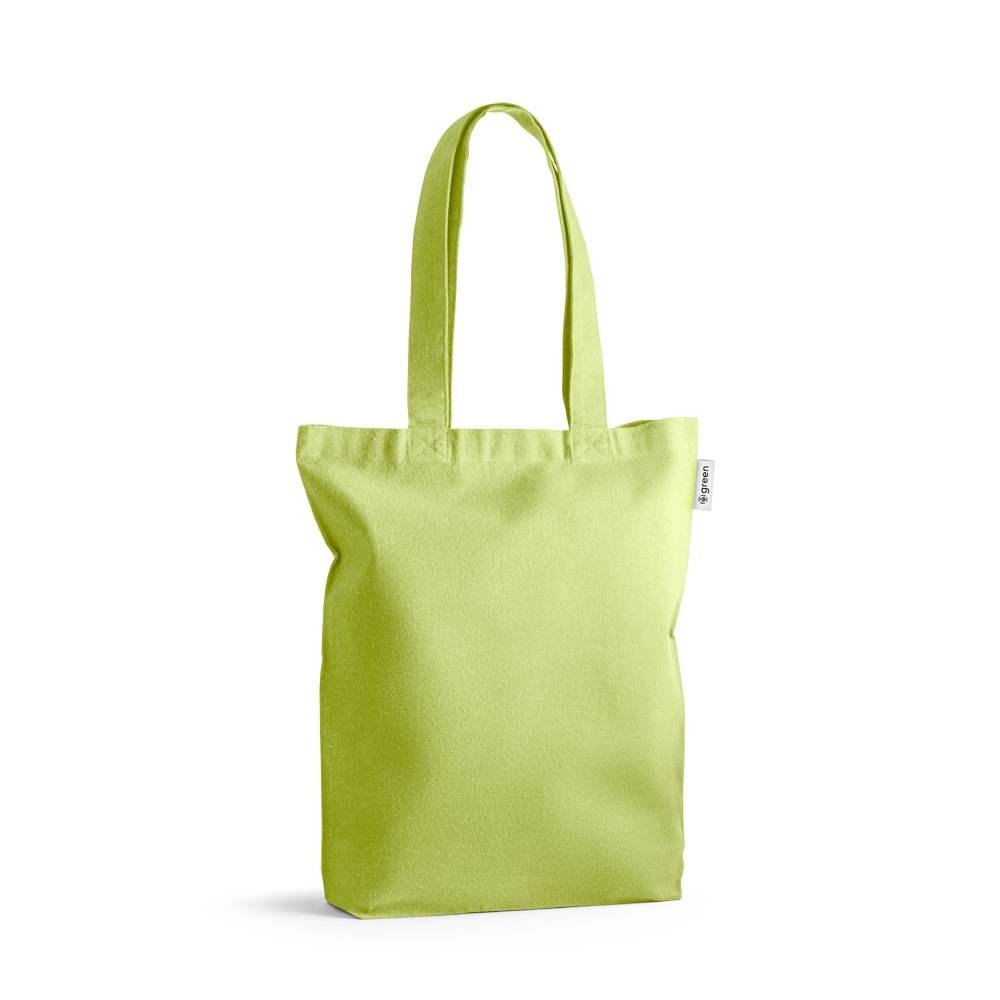 Sacola de algodão com fibras recicladas 220 g/m² colorida personalizada com a logo da empresa, na cor verde claro