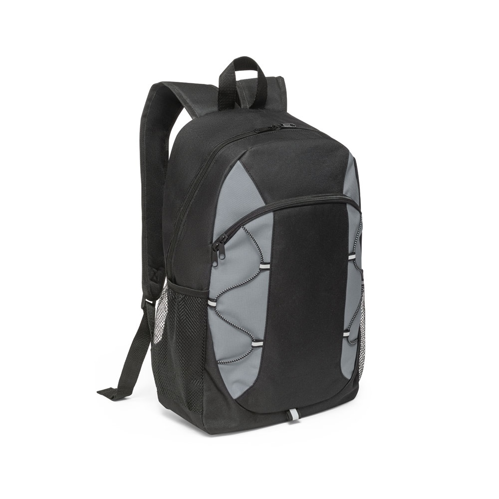 Mochila em 600D com detalhes em ripstop colorido (16 litros) na cor Cinza, personalizada com a logo da empresa