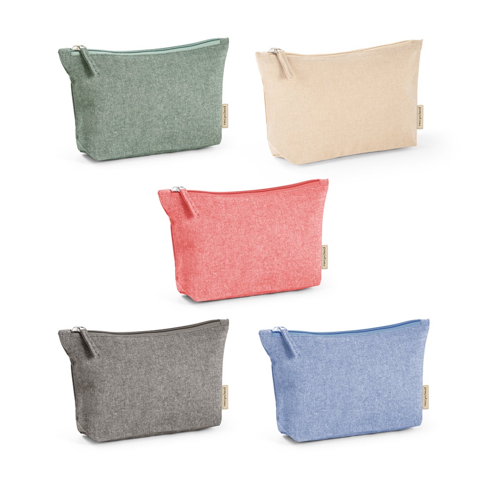 Bolsa multifunções em algodão reciclado 140 g/m² grande (25 x 14 cm) personalizada com a logo da empresa