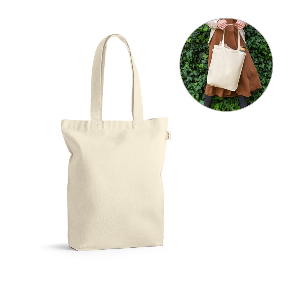 Sacola 100% algodão reciclado (220 g/m²) personalizada com a logo da empresa