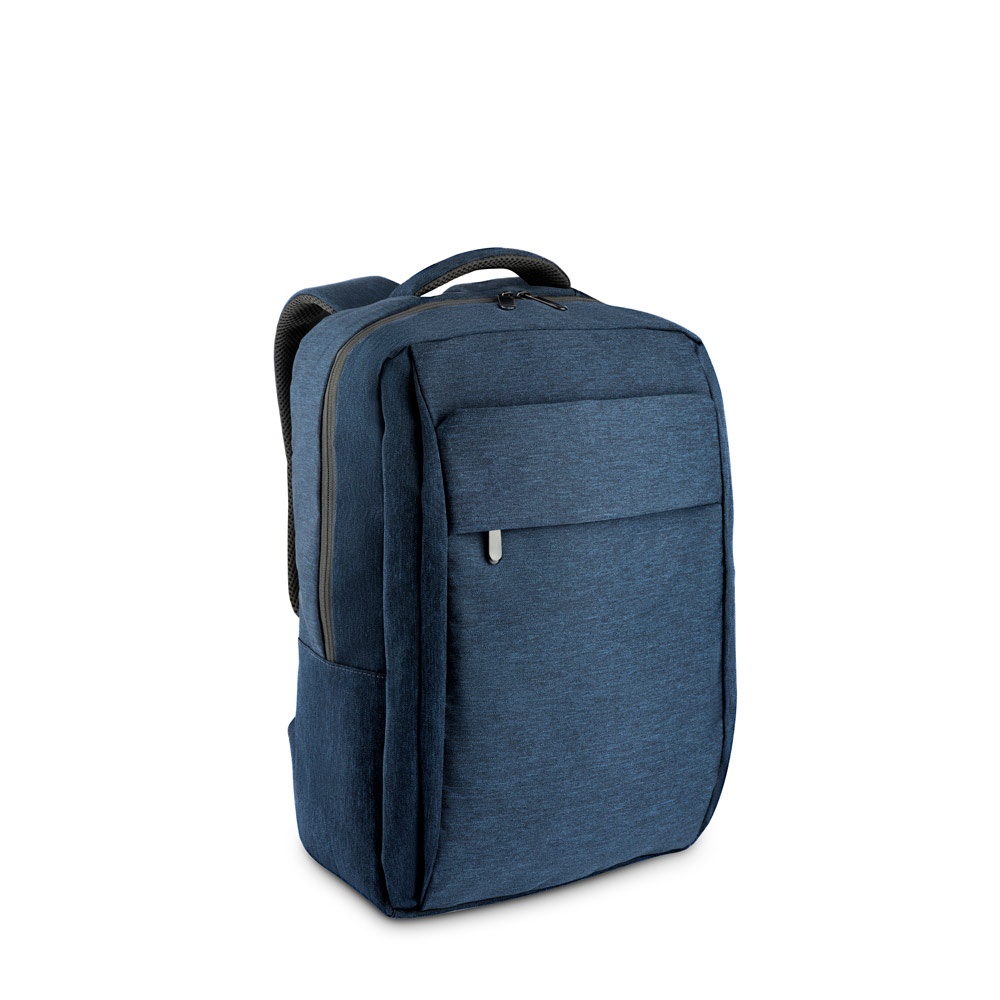 Mochila para notebook 15,6" 18 litros em RPET 300D toda almofadada personalizada com a logo da empresa, na cor azul marinho