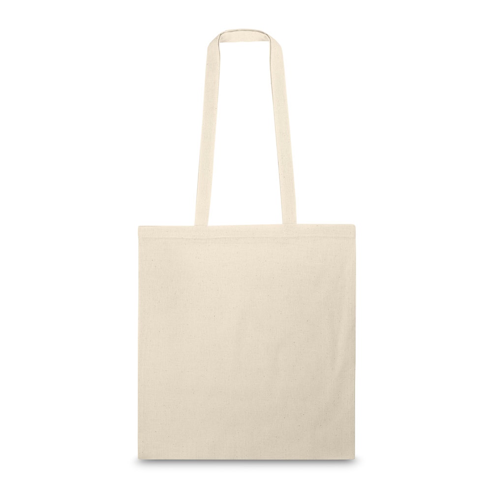 Sacola 100% algodão (100 g/m²) natural com alças de 75 cm na cor Natural claro, personalizada com a logo da empresa