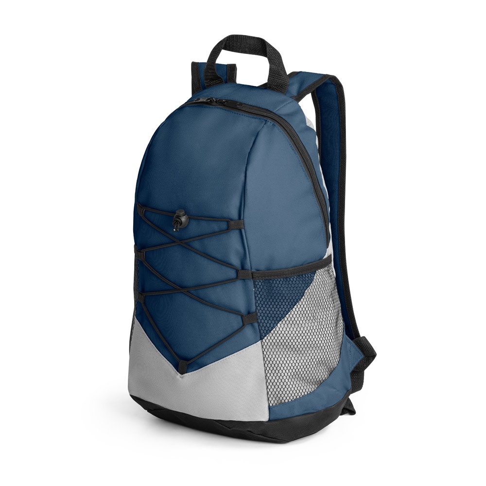 Mochila em 600D (15 litros) personalizada com a logo da empresa, na cor azul