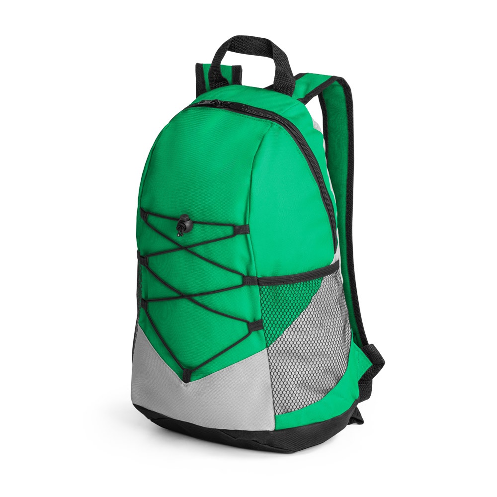 Mochila em 600D (15 litros) personalizada com a logo da empresa, na cor verde