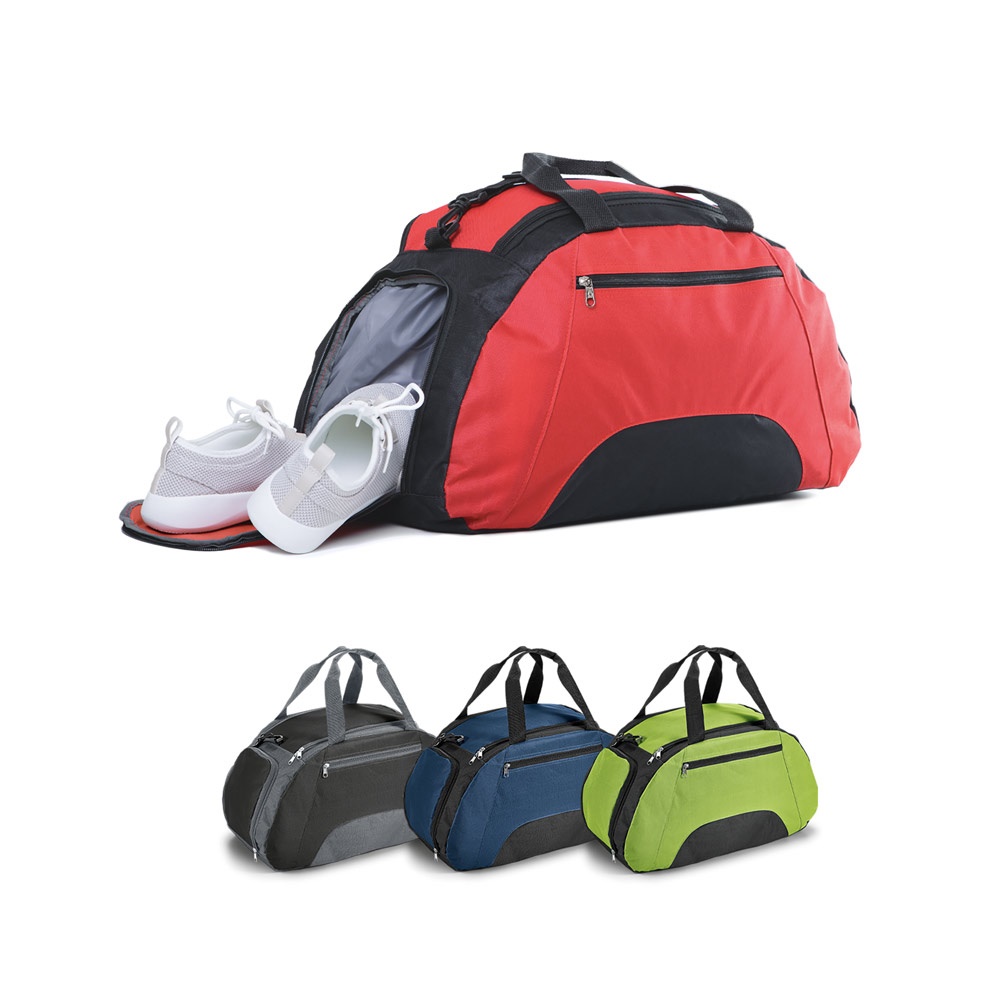 Bolsa esportiva em 600D com fundo em placa semi-rígida (30 litros) personalizada com a logo da empresa